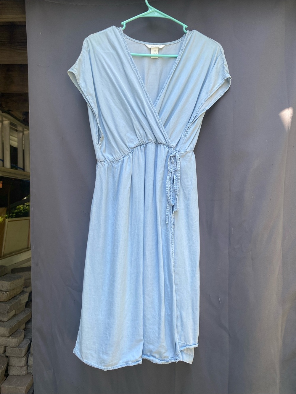 H&M Pale Blue denim Wrap-Style Midi Dress